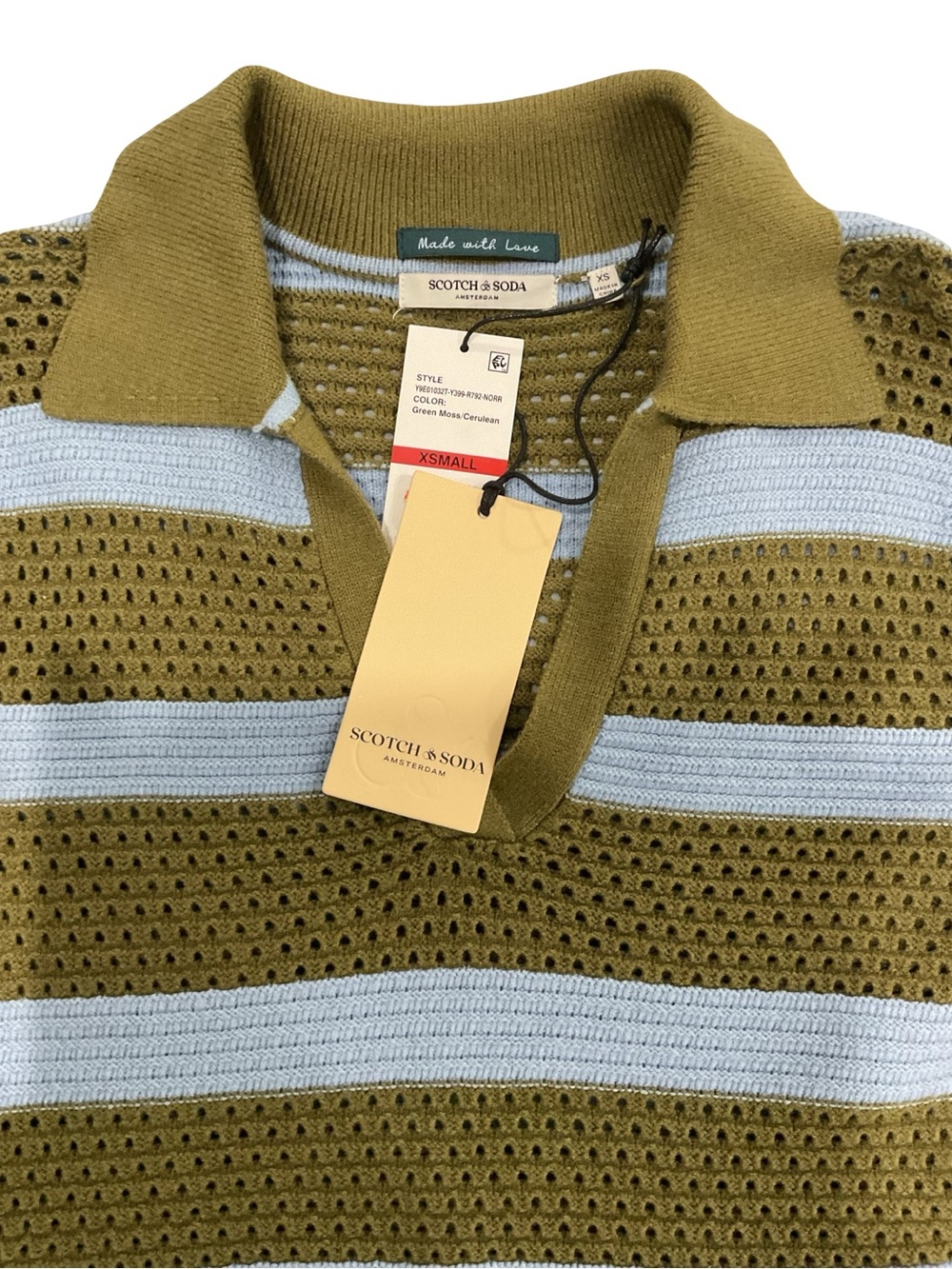 NWT Scotch & Soda Pointelle Peplum Sweater Green Moss Cerulean XS - Picture 14 of 16